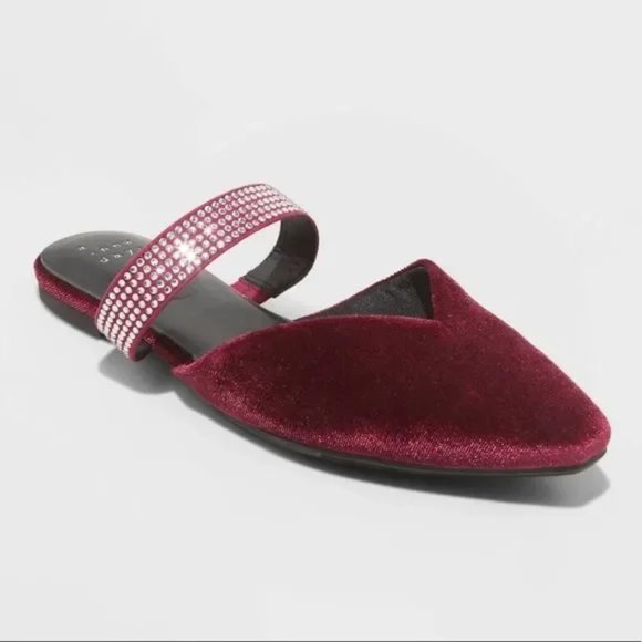 a new day Shoes - a new day Maxine's Mules - Burgundy Velvet Shoes NWT